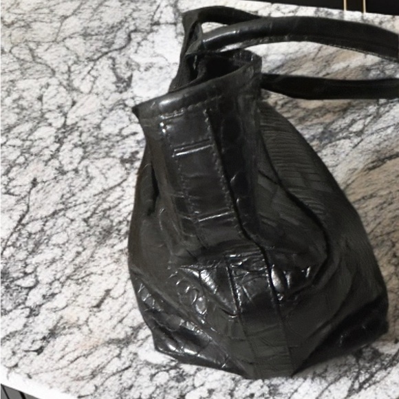 Furla black crocodile leather authentic tote bag very nice big size no call out - Picture 3 of 13